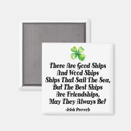 Irish Friendship Ships Proverb Four Leaf Clover  Magnet