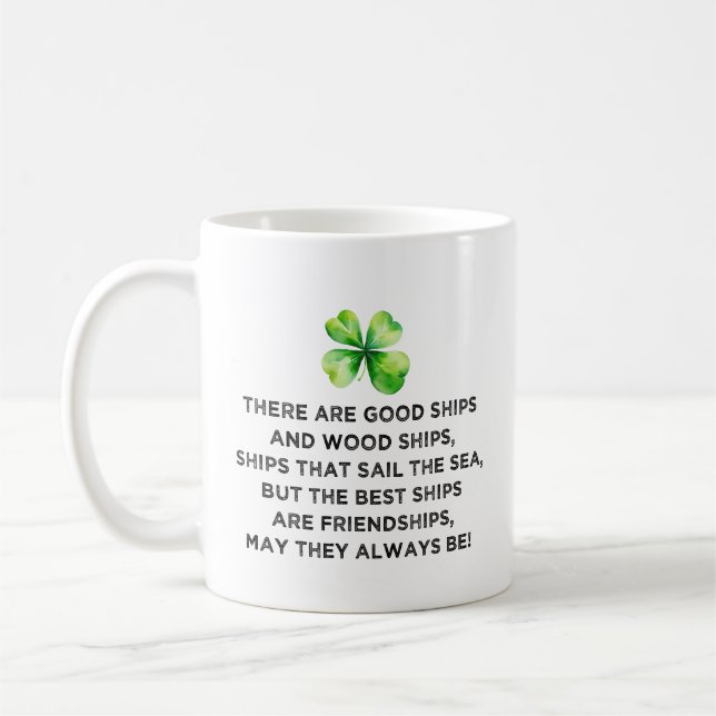 Irish Friendship Toast 4 Leaf Clover St Patricks  Kaffeetasse (Links)