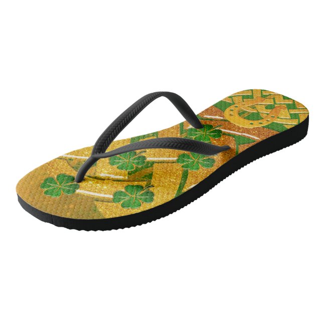 Irish Fun 3D Whimsey Flip Flops (Schrägansicht)