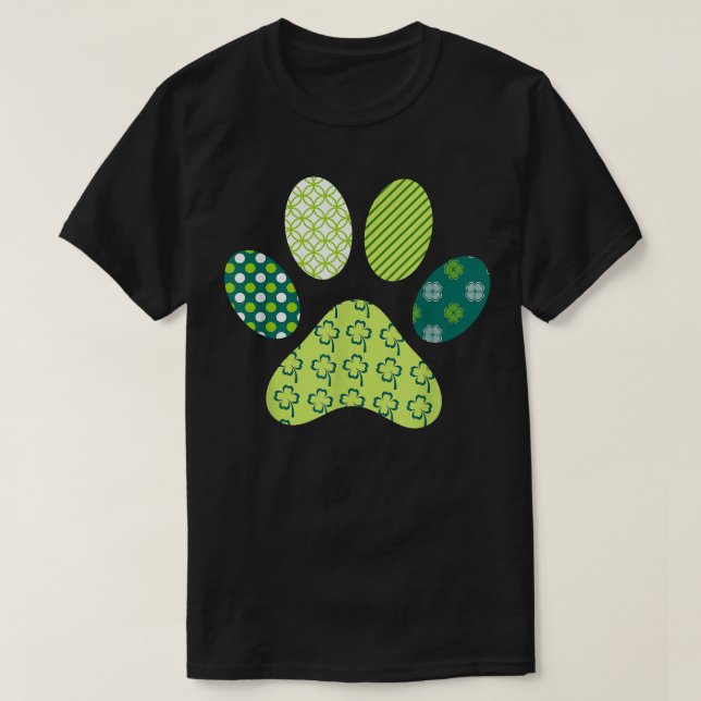 Irish Funny Dog Paw Clovers St Patrick's Day Lucky T-Shirt (Design vorne)