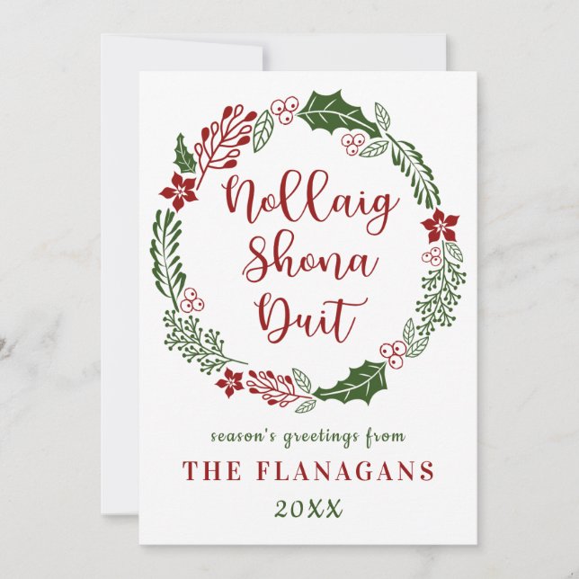 Irish Gaelic frohe Weihnachten, Custom Feiertagskarte (Vorderseite)
