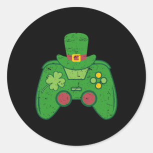 Irish Gamer Boys Videospiel-Controller St. Patrick Runder Aufkleber