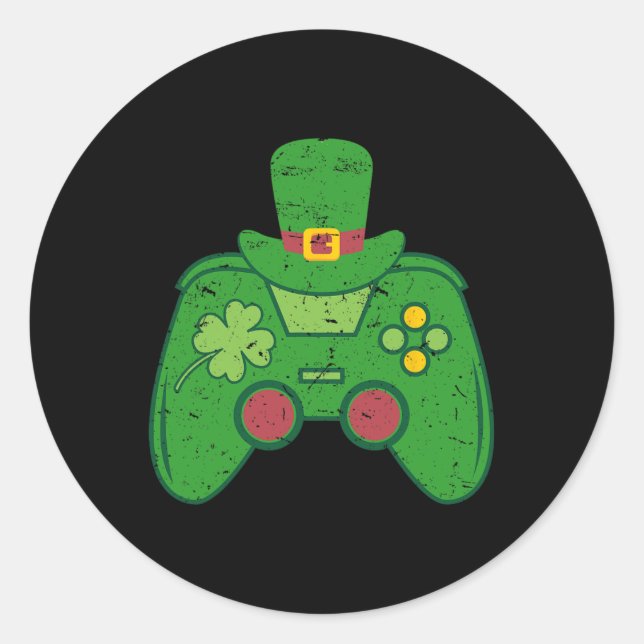 Irish Gamer Boys Videospiel-Controller St. Patrick Runder Aufkleber (Vorderseite)