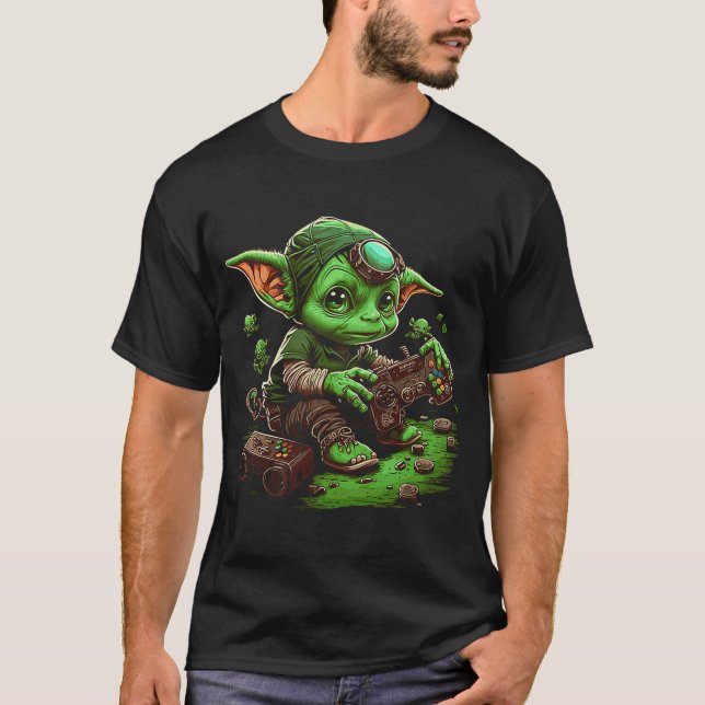 Irish Gamer St. Patrick´s Day Gaming Goblin Leprec T-Shirt (Vorderseite)