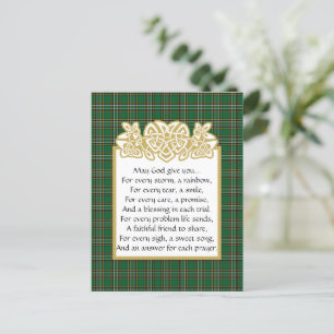 Irish Gebet keltic Border und Tartan Postkarte