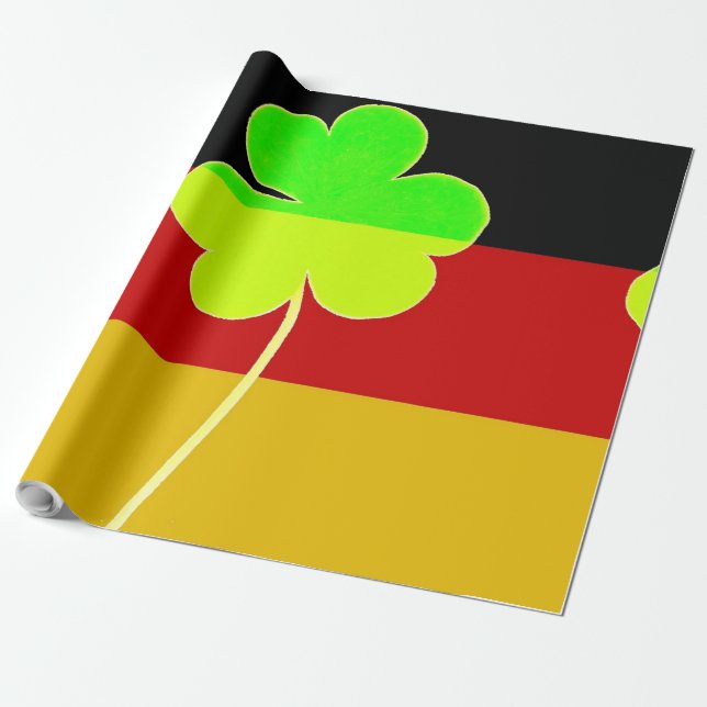 Irish German Flag Kleeblatt Clover St Patrick Fun Geschenkpapier (Ungerollt)