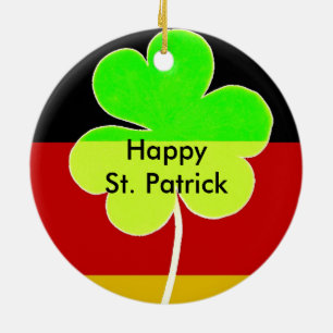 Irish German Flag Kleeblatt Clover St Patrick Fun Keramik Ornament