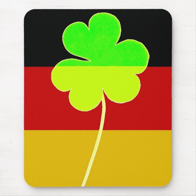 Irish German Flag Kleeblatt Clover St Patrick Fun Mousepad (Vorne)
