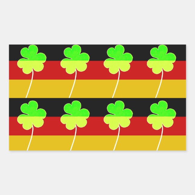 Irish German Flag Kleeblatt Clover St Patrick Fun Rechteckiger Aufkleber (Vorderseite)