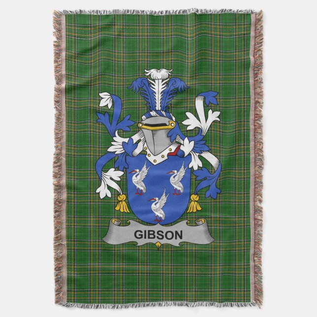 Irish Gibson Coat of Arms Familienwappen Irland Decke (Vorderseite Vertikal)