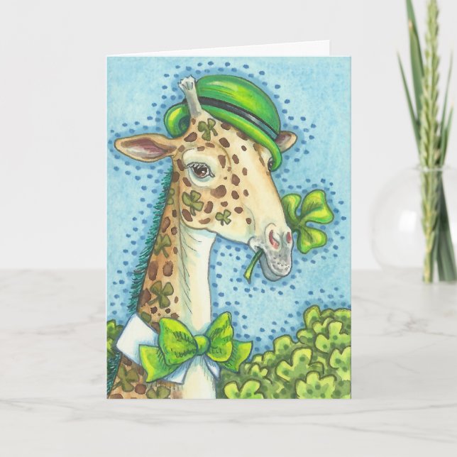 IRISH GIRAFFE ST. PATRICK'S DAY GREETING CARD KARTE (Vorderseite)