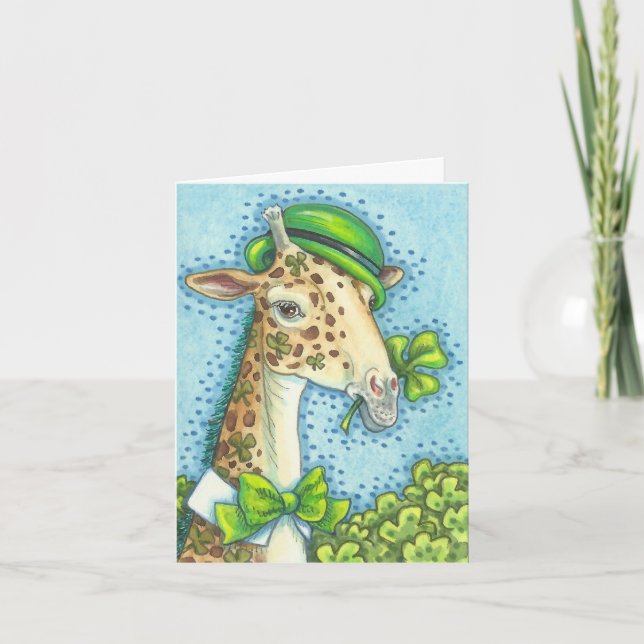 IRISH GIRAFFE ST. PATRICK'S DAY NOTE CARD KARTE (Vorderseite)