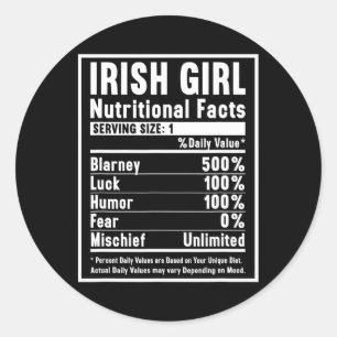 Irish Girl Nutrition Fakten 1 Runder Aufkleber