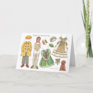Irish Girl St. Patrick's Day Paper Doll Card Karte