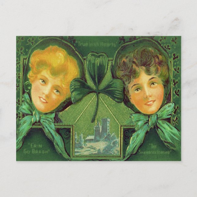 Irish Girls Kleeblatt Blarney Castle Postkarte (Vorderseite)
