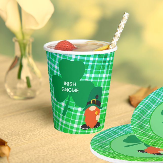 Irish Gnome Kleeblatt St Patrick's Pappbecher (Irish Gnome Shamrock St Patrick's Paper Cups)