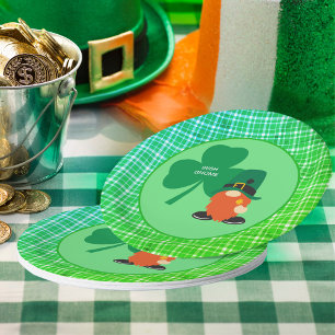 Irish Gnome Kleeblatt St Patricks Pappteller