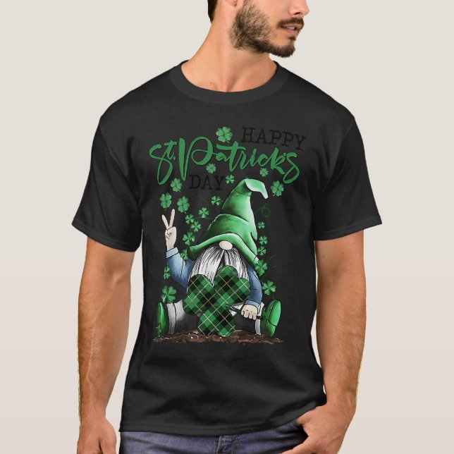 Irish Gnome Lucky Plaid Shamrock Leprechaun St Pat T-Shirt (Vorderseite)