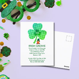 Irish Gnome Monogram Kleeblatt St Patricks Postkarte