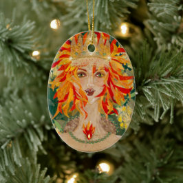 Irish Goddess Eire Fiery Redhead Ginger Fire Queen Keramik Ornament