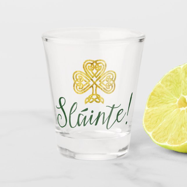 Irish Gold Kleeblatt | Sklainte! Schnapsglas (Vorderseite)