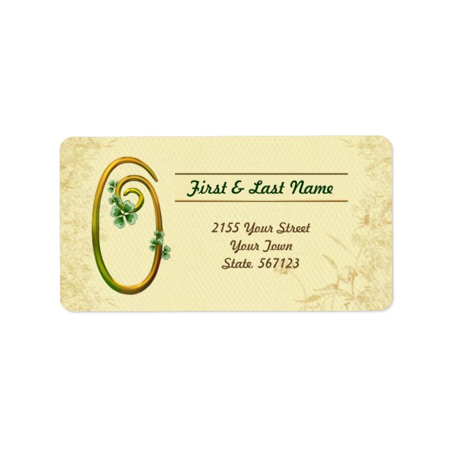 Irish Gold Monogram 0 Label Adressaufkleber (Vorne)