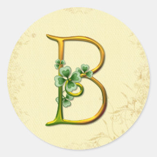 Irish Gold Monogram B Runder Aufkleber