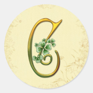 Irish Gold Monogram C Runder Aufkleber