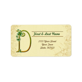 Irish Gold Monogram D Label Adressaufkleber