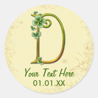 Irish Gold Monogram D Runder Aufkleber