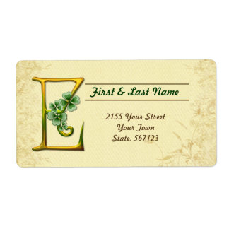 Irish Gold Monogram E Label