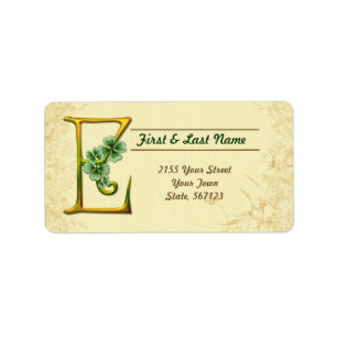 Irish Gold Monogram E Label Adressaufkleber