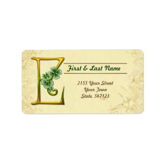 Irish Gold Monogram E Label Adressaufkleber