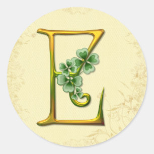 Irish Gold Monogram E Runder Aufkleber