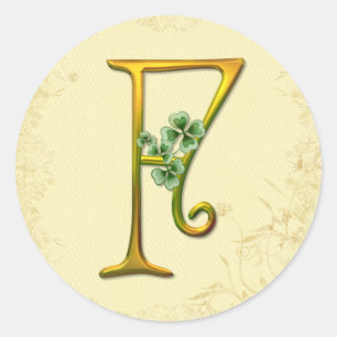 Irish Gold Monogram F Runder Aufkleber