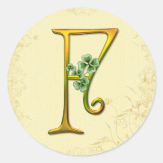 Irish Gold Monogram F Runder Aufkleber