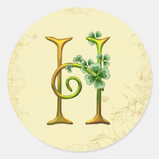 Irish Gold Monogram H Runder Aufkleber