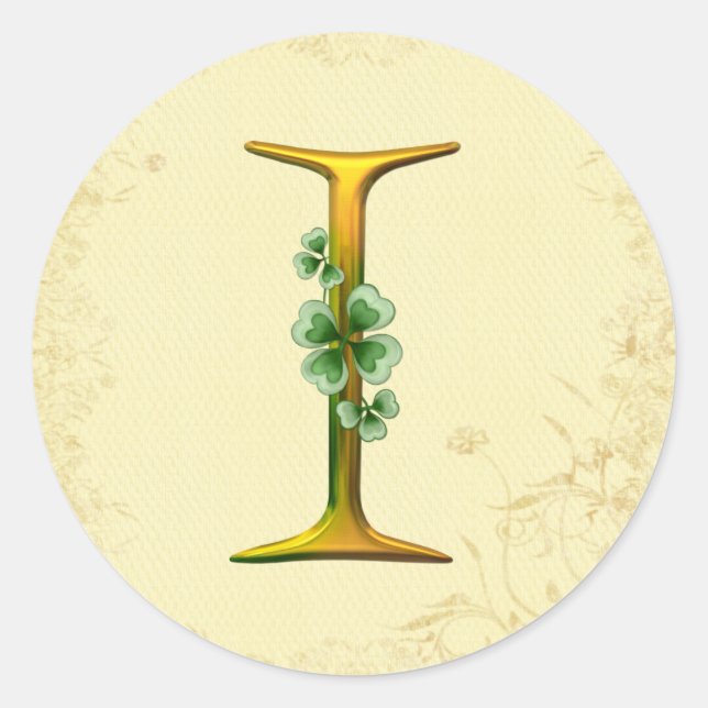 Irish Gold Monogram I Runder Aufkleber (Vorderseite)