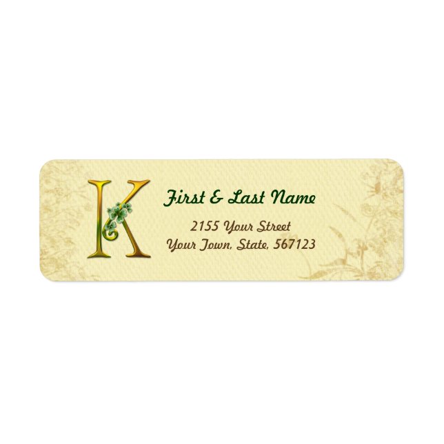 Irish Gold Monogram K Label (Vorne)