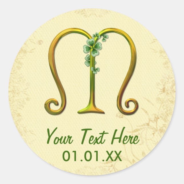 Irish Gold Monogram M Runder Aufkleber (Vorderseite)
