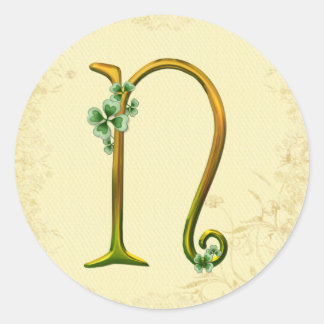 Irish Gold Monogram N Runder Aufkleber