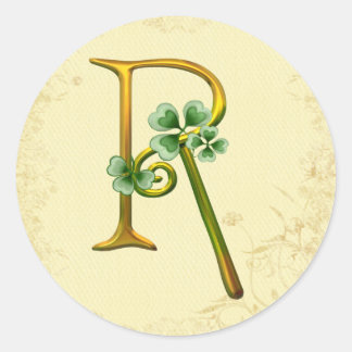 Irish Gold Monogram R Runder Aufkleber