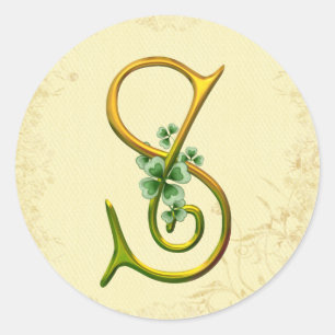 Irish Gold Monogram S Runder Aufkleber