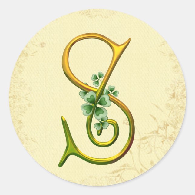 Irish Gold Monogram S Runder Aufkleber (Vorderseite)