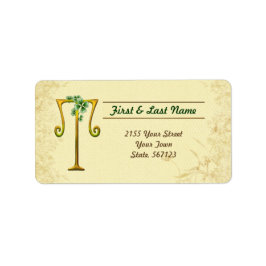Irish Gold Monogram T Label Adressaufkleber