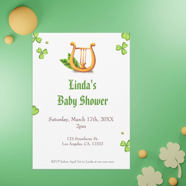 Irish Golden Harp Neutral Baby Shower Einladung (Von Creator hochgeladen)