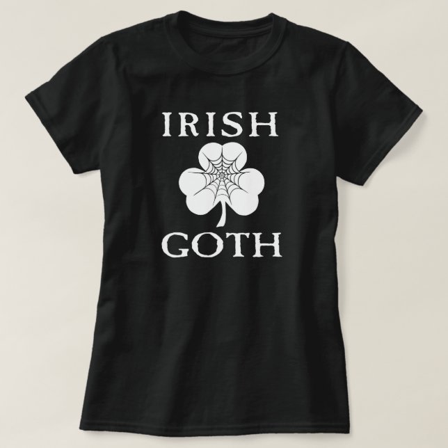 Irish Goth Kleeblatt Spider Web T-Shirt (Design vorne)