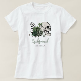Irish Gothic Green Skull & Rose Bridesmaid Gift T-Shirt