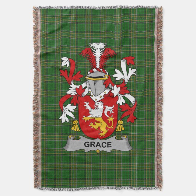 Irish Grace Coat of Arms Familienwappen Irland Decke (Vorderseite Vertikal)