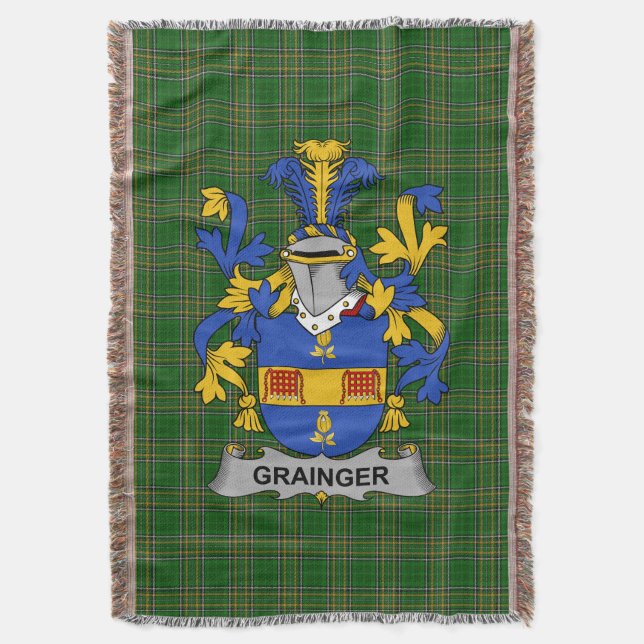 Irish Grainger Coat of Arms Familienwappen Irland Decke (Vorderseite Vertikal)